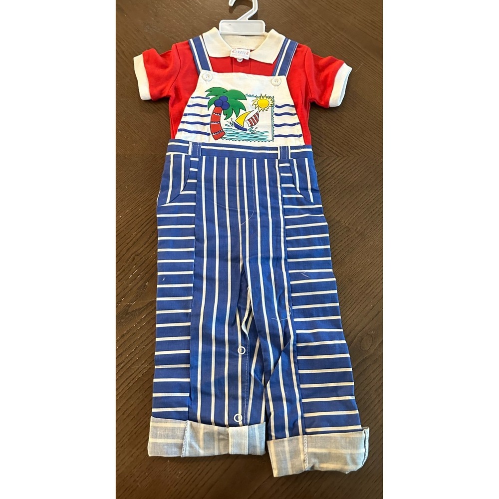 Vintage‎ 80s Catton Candy Sailing Overall Pant Set Size 24M